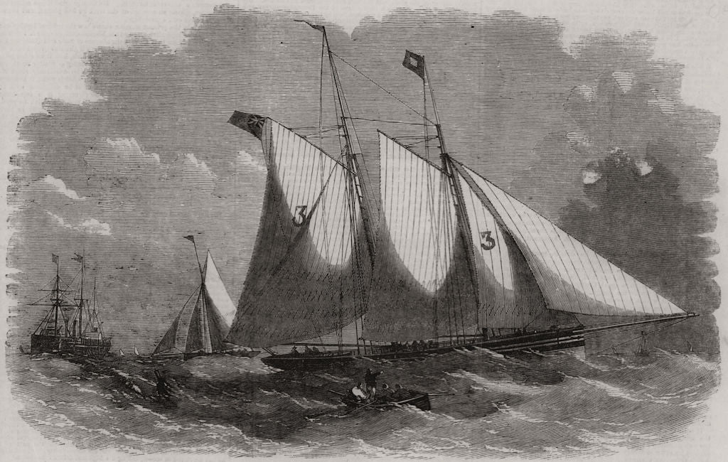Liverpool pilot boats 1857 old antique vintage print picture